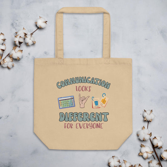 Organic Cotton SLP Tote Bag | AAC & ASL Design | Speech Therapy Bag | Therapist Gift