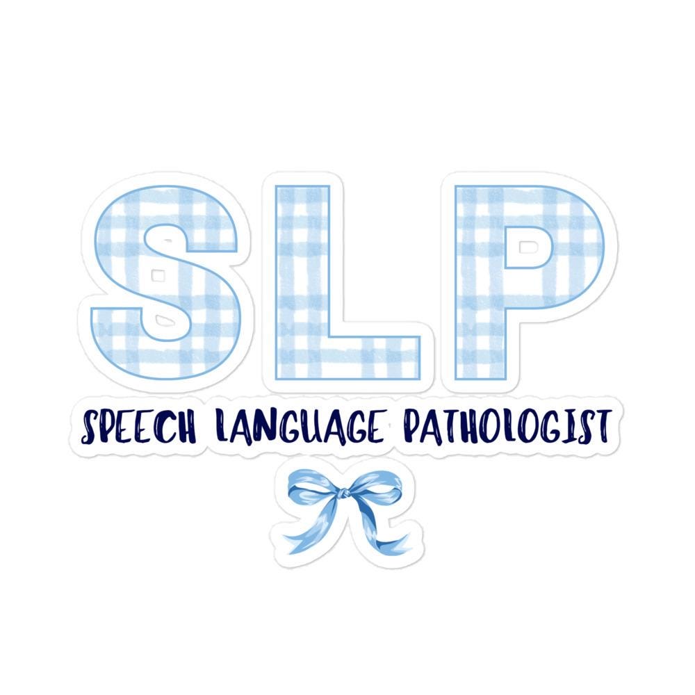 Blue Gingham Bow SLP Sticker