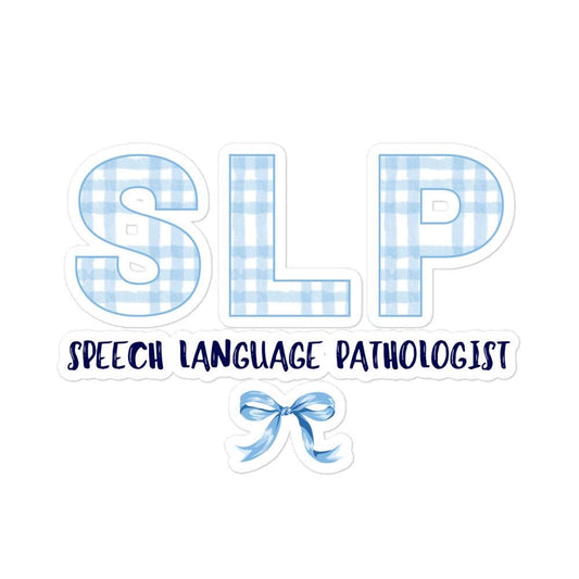 Blue Gingham Bow SLP Sticker